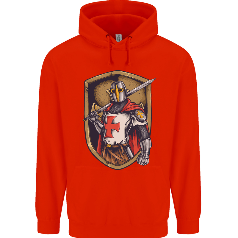 Knights Templar England St Georges Day Mens 80% Cotton Hoodie Bright Red