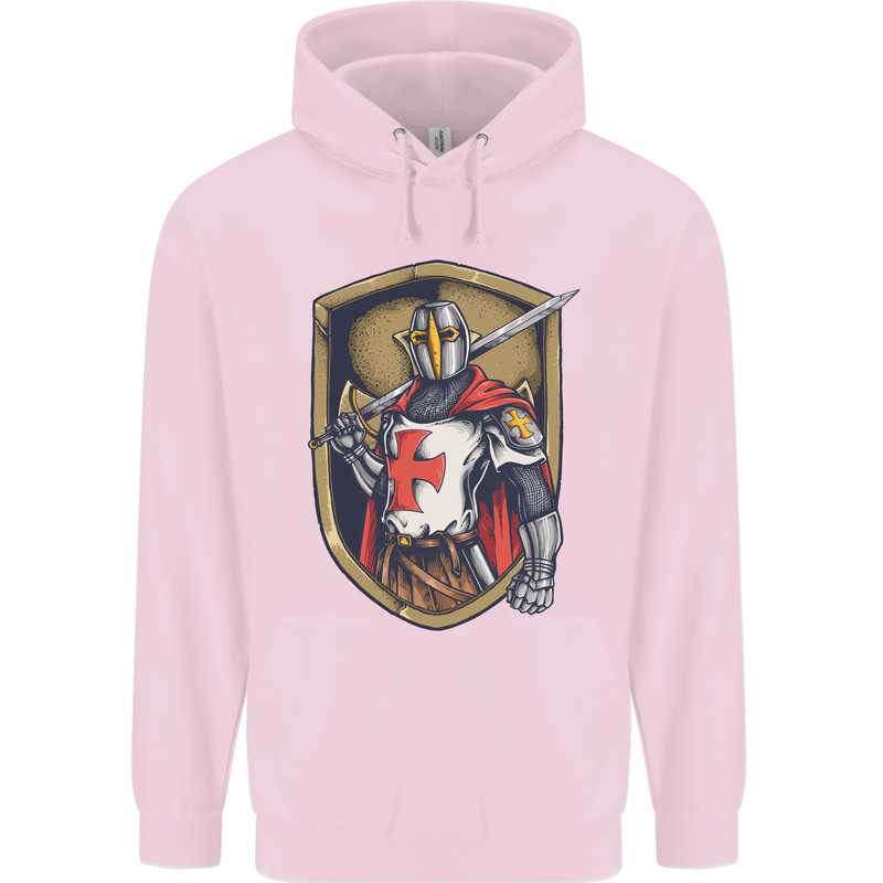 Knights Templar England St Georges Day Mens 80% Cotton Hoodie Light Pink