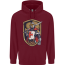 Knights Templar England St Georges Day Mens 80% Cotton Hoodie Maroon