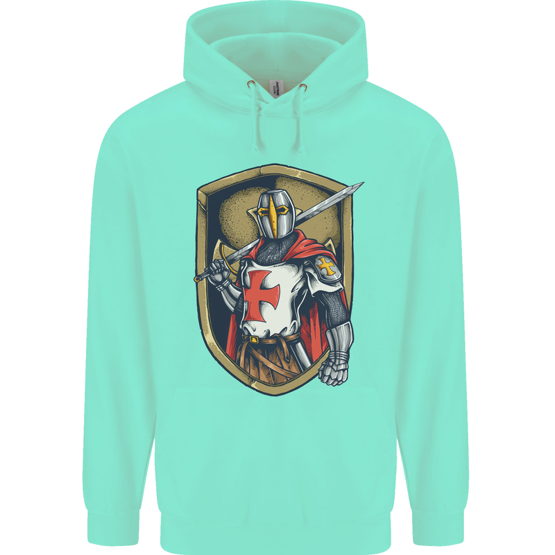 Knights Templar England St Georges Day Mens 80% Cotton Hoodie Peppermint