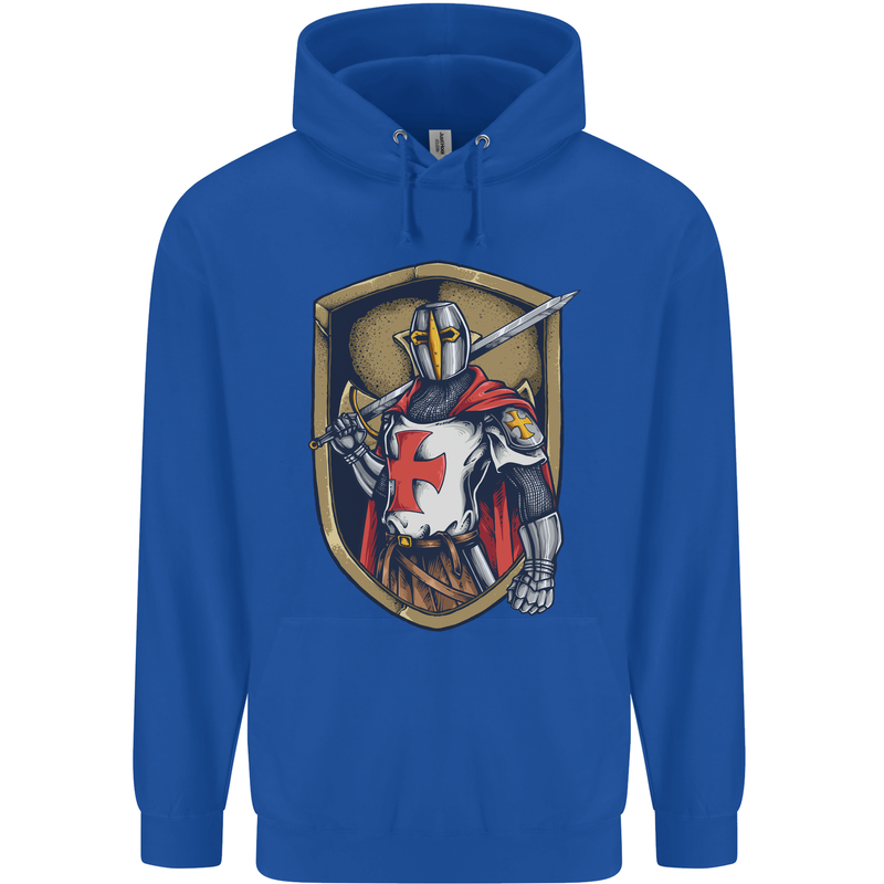 Knights Templar England St Georges Day Mens 80% Cotton Hoodie Royal Blue