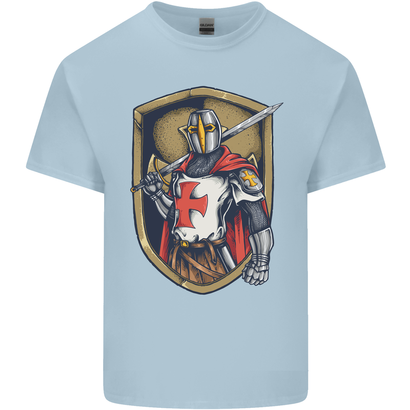 Knights Templar England St Georges Day Mens Cotton T-Shirt Tee Top Light Blue