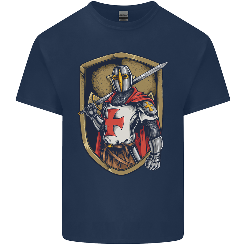 Knights Templar England St Georges Day Mens Cotton T-Shirt Tee Top Navy Blue