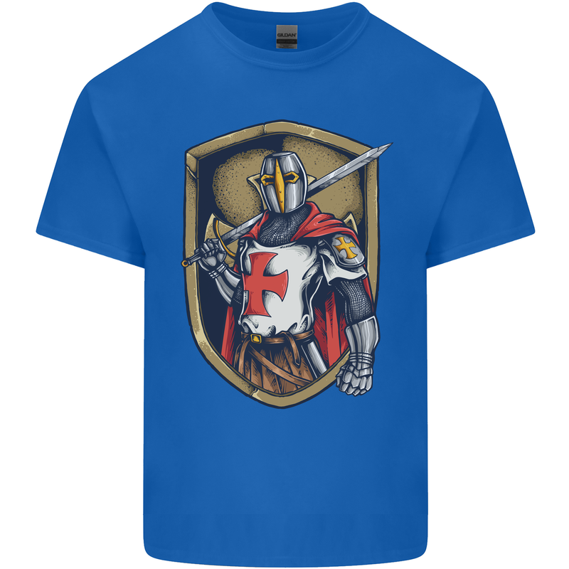 Knights Templar England St Georges Day Mens Cotton T-Shirt Tee Top Royal Blue