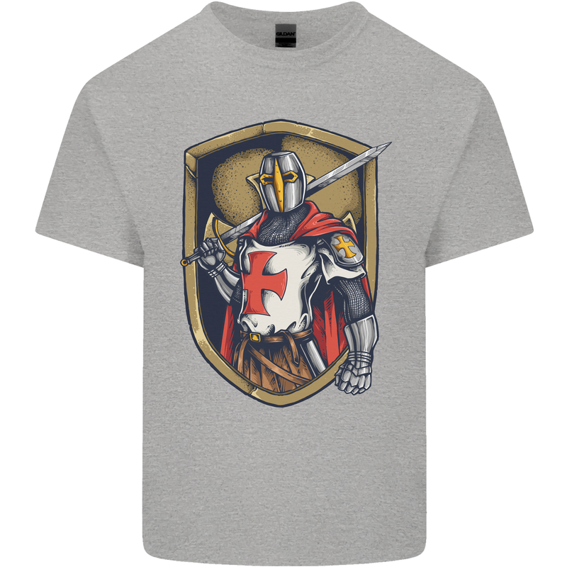 Knights Templar England St Georges Day Mens Cotton T-Shirt Tee Top Sports Grey