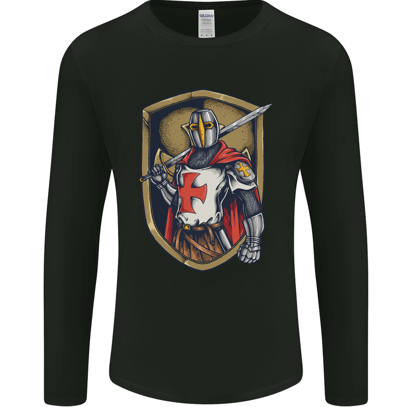 Knights Templar England St Georges Day Mens Long Sleeve T-Shirt Black