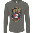 Knights Templar England St Georges Day Mens Long Sleeve T-Shirt Charcoal