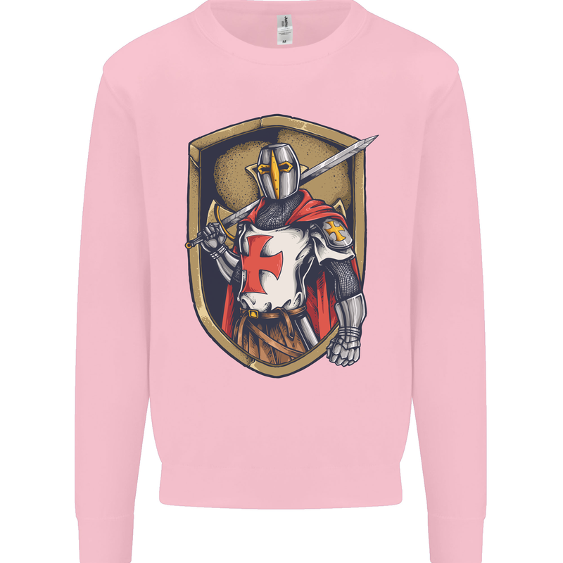 Knights Templar England St Georges Day Mens Sweatshirt Jumper Light Pink