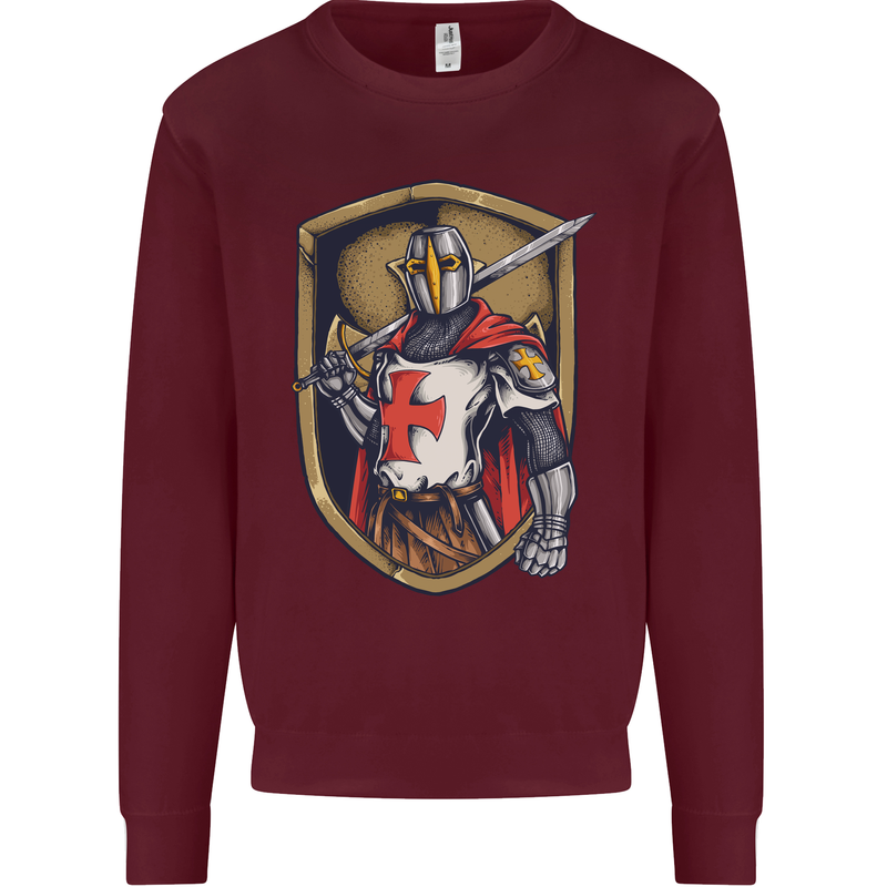 Knights Templar England St Georges Day Mens Sweatshirt Jumper Maroon