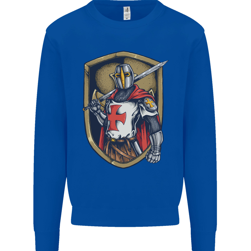 Knights Templar England St Georges Day Mens Sweatshirt Jumper Royal Blue