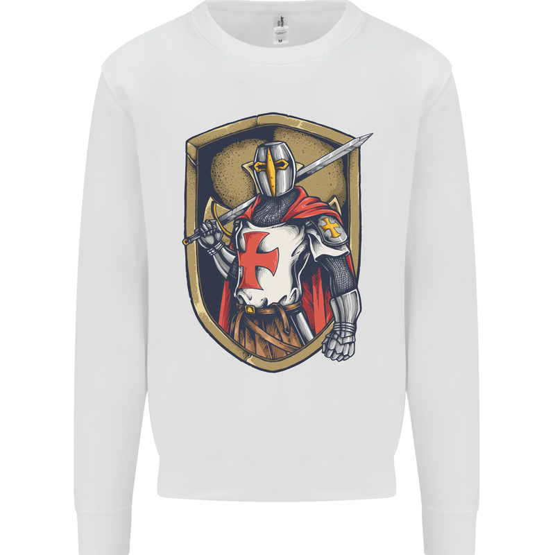 Knights Templar England St Georges Day Mens Sweatshirt Jumper White