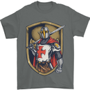 Knights Templar England St Georges Day Mens T-Shirt Cotton Gildan Charcoal