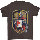 Knights Templar England St Georges Day Mens T-Shirt Cotton Gildan Dark Chocolate