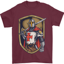 Knights Templar England St Georges Day Mens T-Shirt Cotton Gildan Maroon
