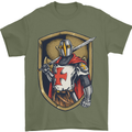 Knights Templar England St Georges Day Mens T-Shirt Cotton Gildan Military Green