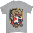 Knights Templar England St Georges Day Mens T-Shirt Cotton Gildan Sports Grey
