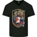 Knights Templar England St Georges Day Mens V-Neck Cotton T-Shirt Black