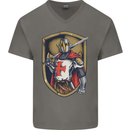Knights Templar England St Georges Day Mens V-Neck Cotton T-Shirt Charcoal
