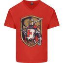 Knights Templar England St Georges Day Mens V-Neck Cotton T-Shirt Red