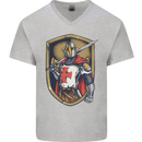 Knights Templar England St Georges Day Mens V-Neck Cotton T-Shirt Sports Grey
