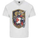 Knights Templar England St Georges Day Mens V-Neck Cotton T-Shirt White