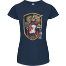 Knights Templar England St Georges Day Womens Petite Cut T-Shirt Navy Blue