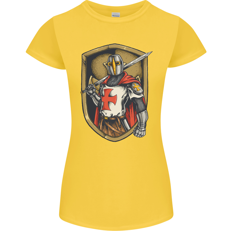 Knights Templar England St Georges Day Womens Petite Cut T-Shirt Yellow