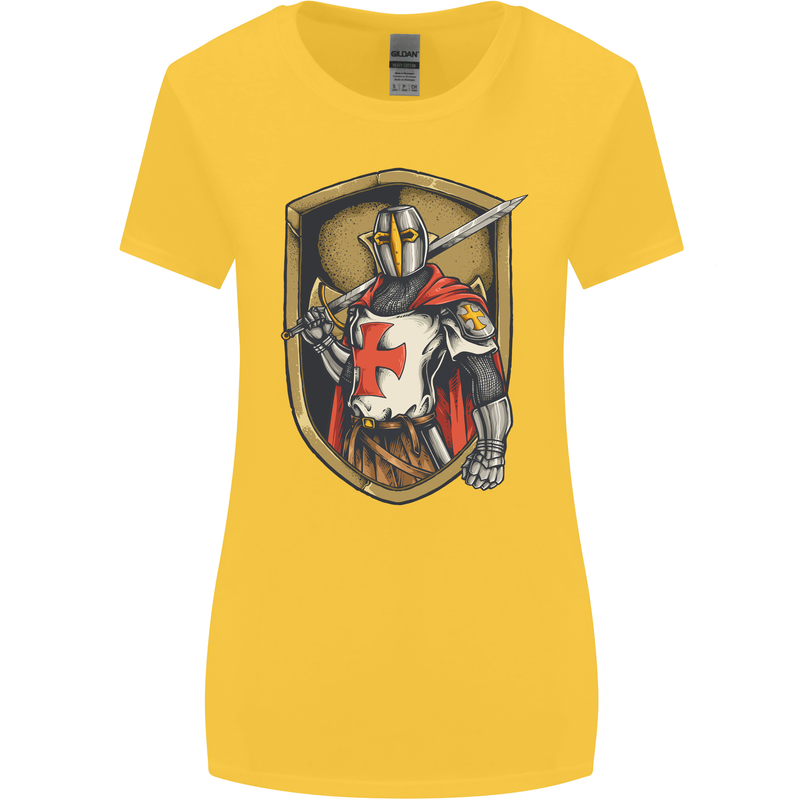 Knights Templar England St Georges Day Womens Wider Cut T-Shirt Yellow