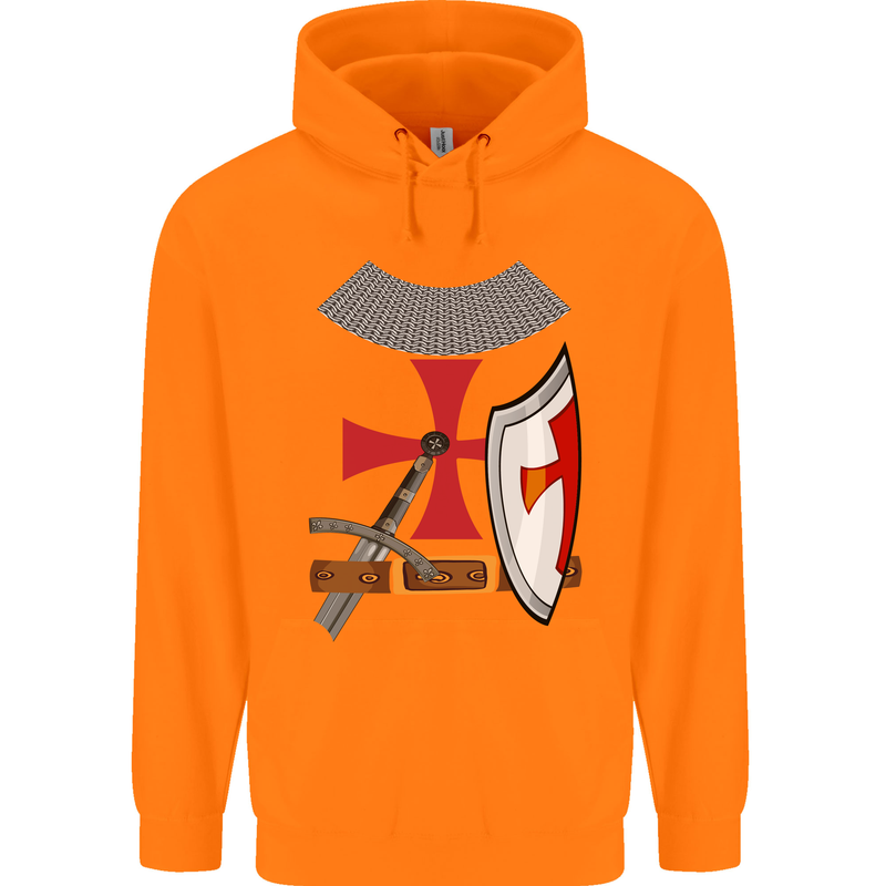 Knights Templar Fancy Dress St Georges Day Childrens Kids Hoodie Orange