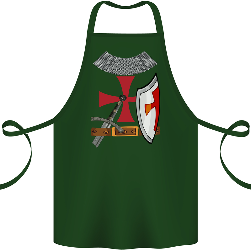 Knights Templar Fancy Dress St Georges Day Cotton Apron 100% Organic Forest Green