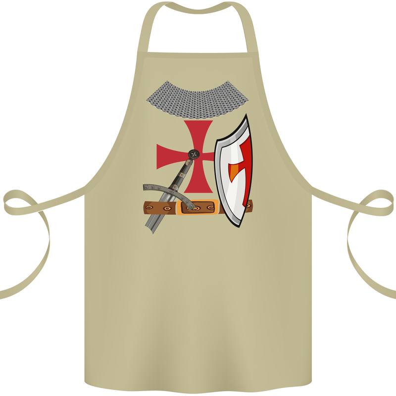 Knights Templar Fancy Dress St Georges Day Cotton Apron 100% Organic Khaki