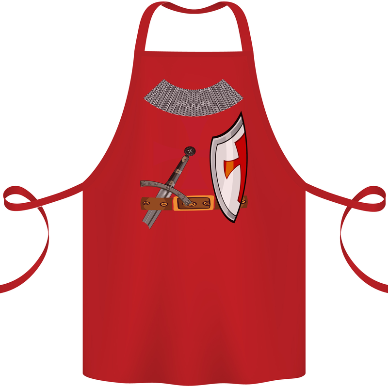 Knights Templar Fancy Dress St Georges Day Cotton Apron 100% Organic Red