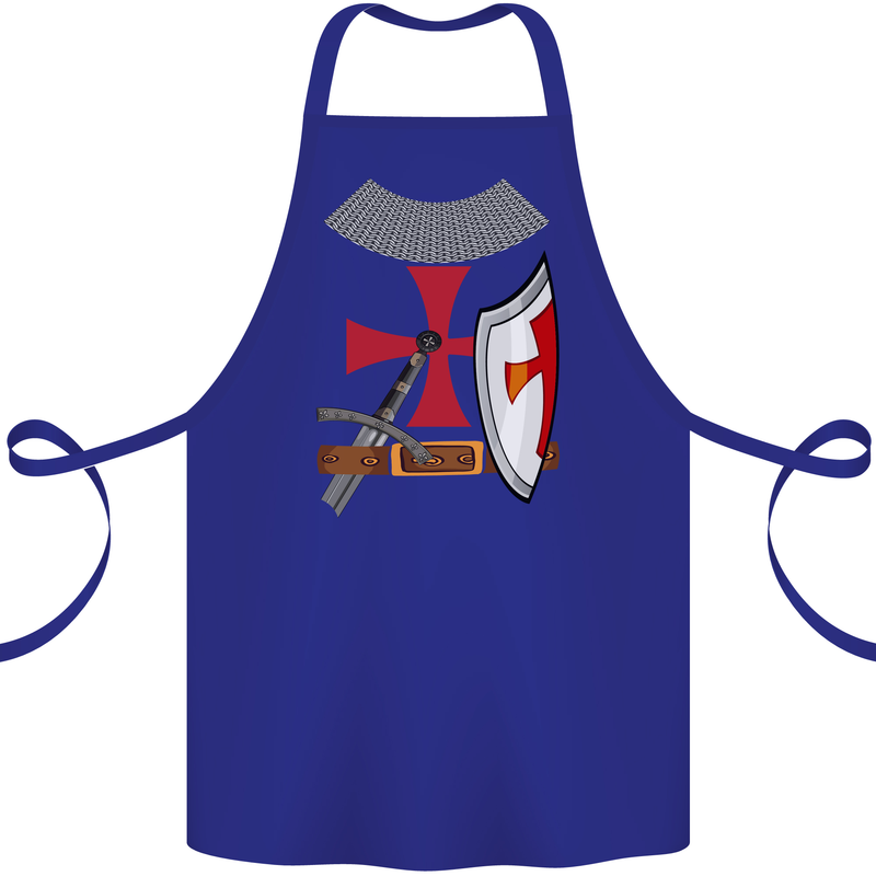Knights Templar Fancy Dress St Georges Day Cotton Apron 100% Organic Royal Blue