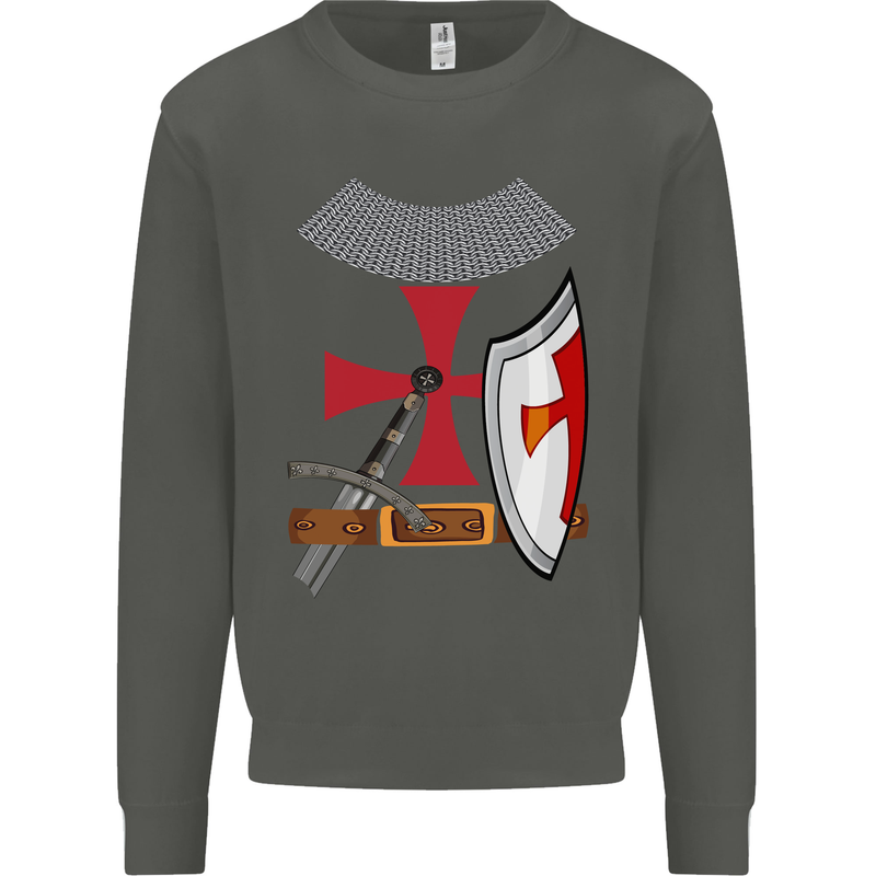Knights Templar Fancy Dress St Georges Day Kids Sweatshirt Jumper Storm Grey