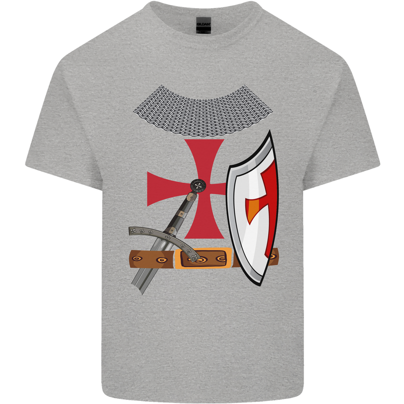 Knights Templar Fancy Dress St Georges Day Kids T-Shirt Childrens Sports Grey
