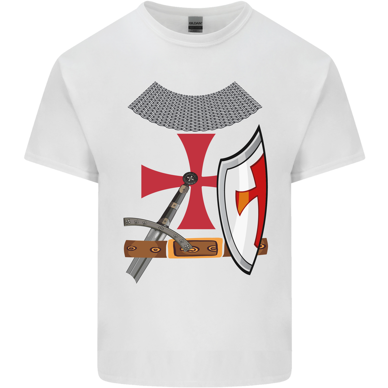 Knights Templar Fancy Dress St Georges Day Kids T-Shirt Childrens White