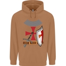 Knights Templar Fancy Dress St Georges Day Mens 80% Cotton Hoodie Caramel Latte