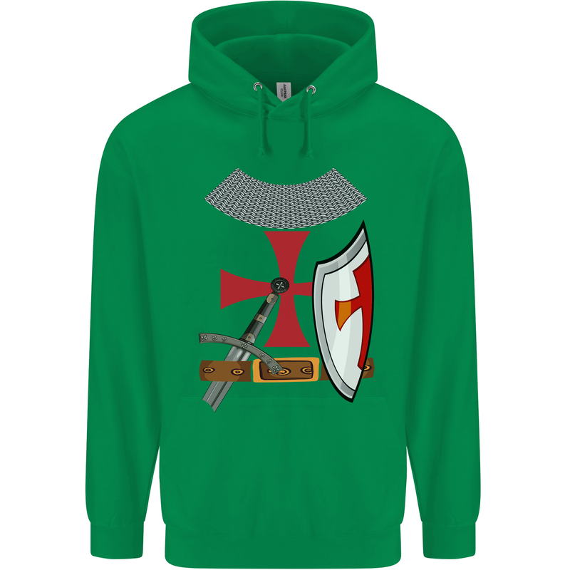 Knights Templar Fancy Dress St Georges Day Mens 80% Cotton Hoodie Irish Green