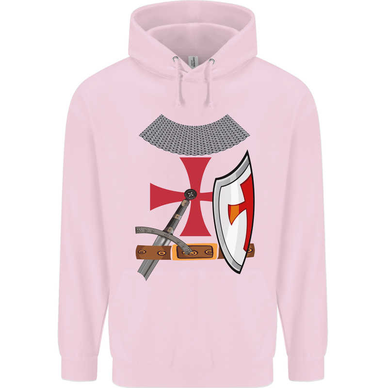 Knights Templar Fancy Dress St Georges Day Mens 80% Cotton Hoodie Light Pink