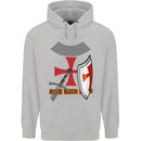 Knights Templar Fancy Dress St Georges Day Mens 80% Cotton Hoodie Sports Grey
