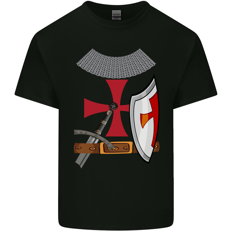 Knights Templar Fancy Dress St Georges Day Mens Cotton T-Shirt Tee Top Black