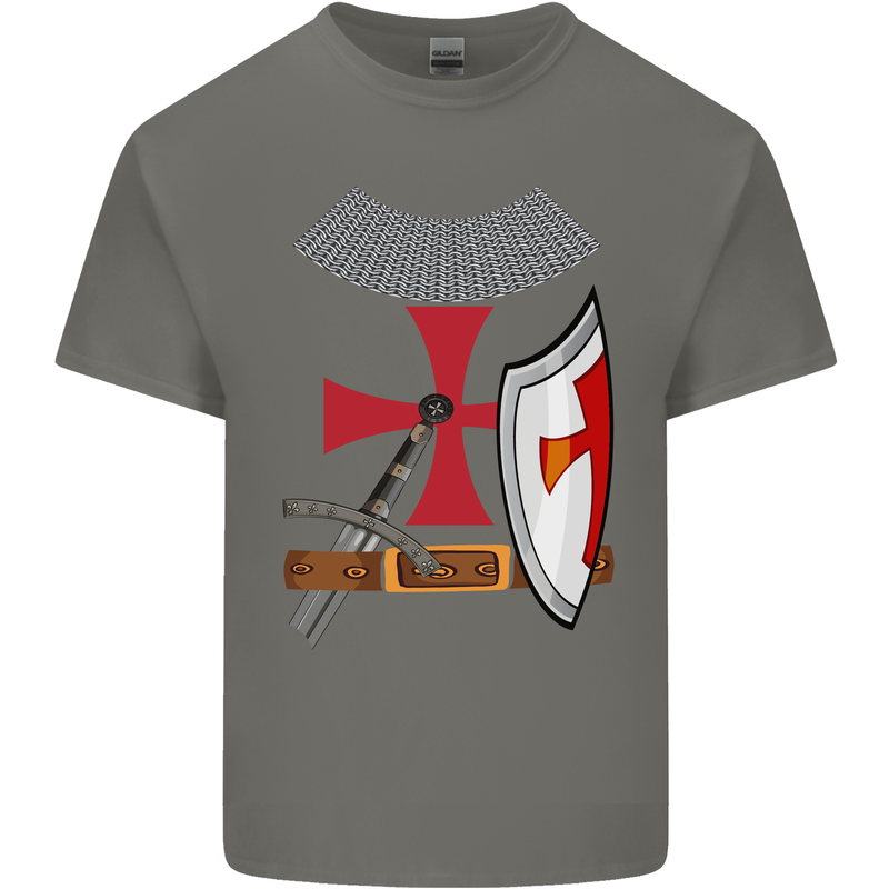 Knights Templar Fancy Dress St Georges Day Mens Cotton T-Shirt Tee Top Charcoal