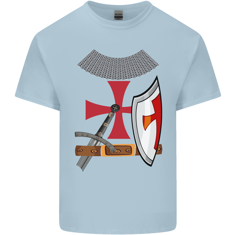Knights Templar Fancy Dress St Georges Day Mens Cotton T-Shirt Tee Top Light Blue