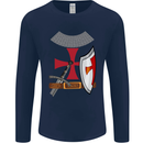 Knights Templar Fancy Dress St Georges Day Mens Long Sleeve T-Shirt Navy Blue