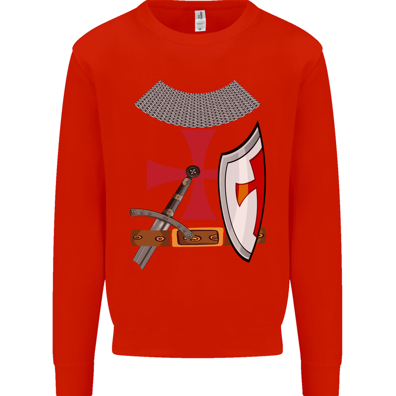 Knights Templar Fancy Dress St Georges Day Mens Sweatshirt Jumper Bright Red
