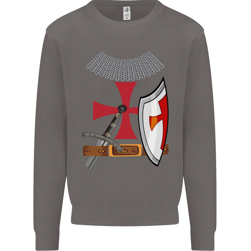 Knights Templar Fancy Dress St Georges Day Mens Sweatshirt Jumper Charcoal
