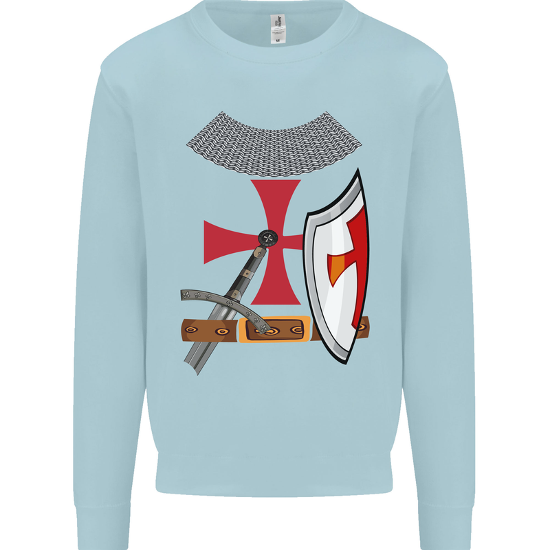 Knights Templar Fancy Dress St Georges Day Mens Sweatshirt Jumper Light Blue