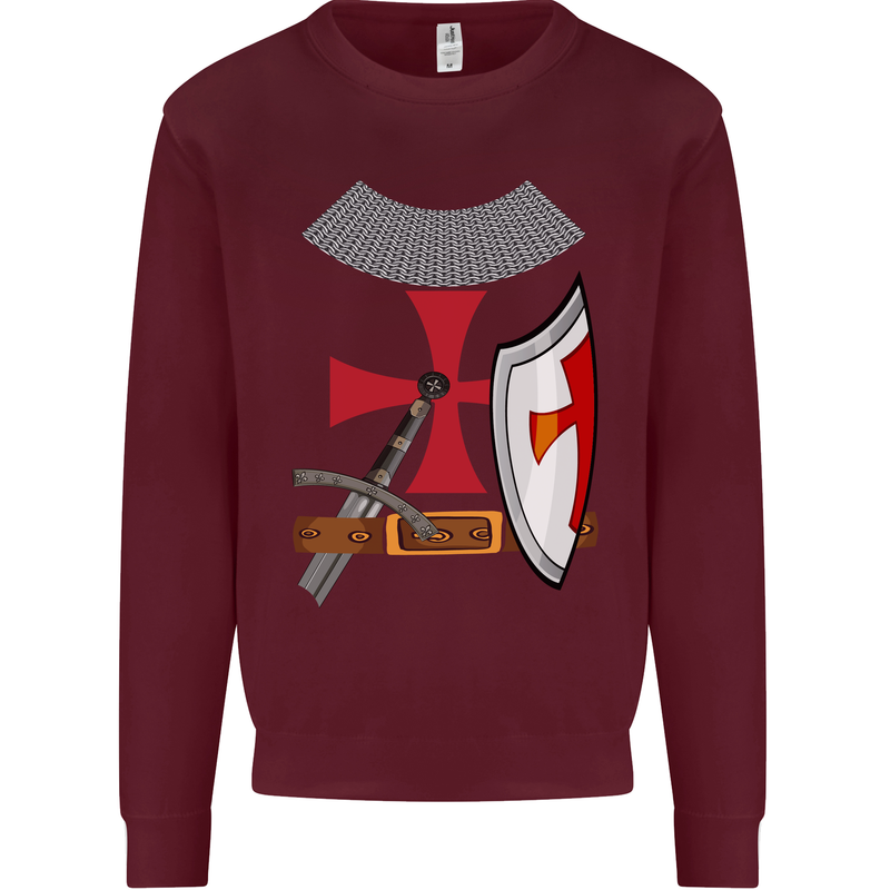 Knights Templar Fancy Dress St Georges Day Mens Sweatshirt Jumper Maroon