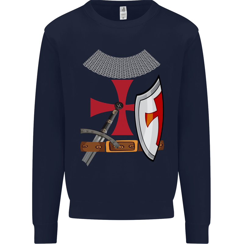 Knights Templar Fancy Dress St Georges Day Mens Sweatshirt Jumper Navy Blue