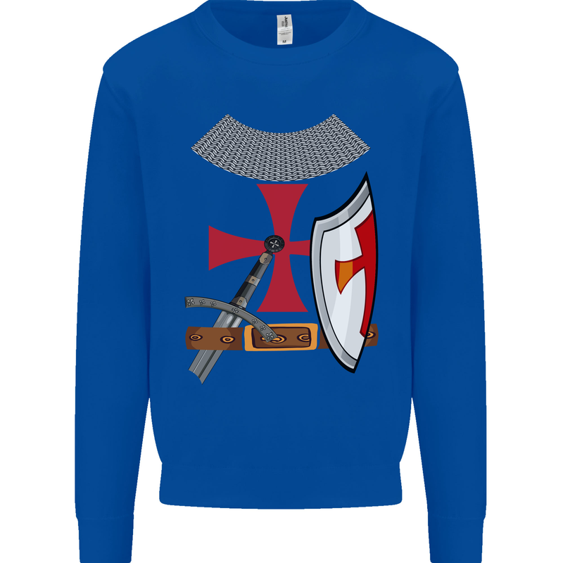 Knights Templar Fancy Dress St Georges Day Mens Sweatshirt Jumper Royal Blue